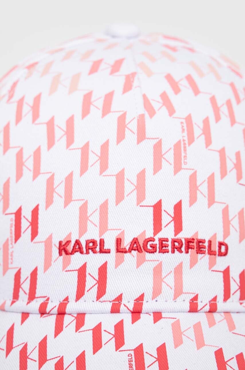 Бавовняна бейсболка Karl Lagerfeld колір рожевий візерунок 245W3406