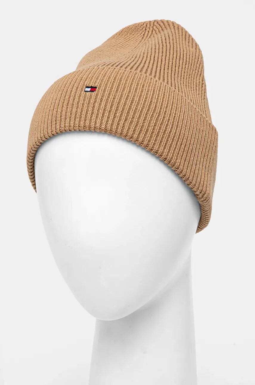 Шапка з домішкою кашеміру Tommy Hilfiger колір коричневий з тонкого трикотажу AW0AW16637