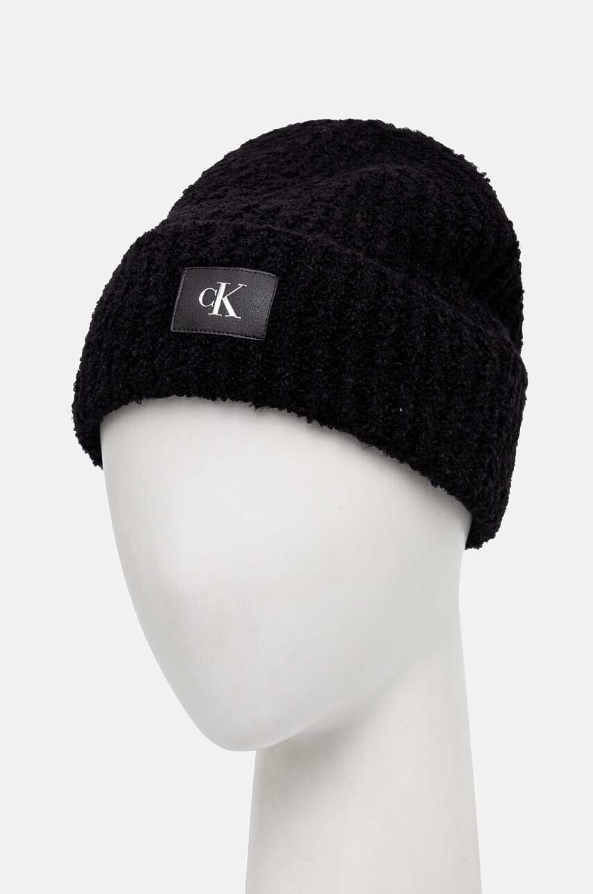 Вовняна шапка Calvin Klein Jeans колір чорний  K60K612652
