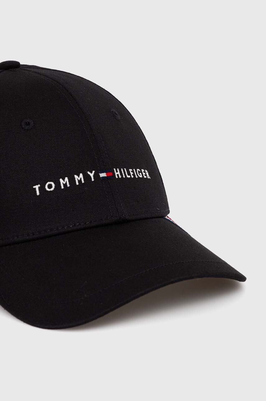 Бавовняна бейсболка Tommy Hilfiger колір чорний з аплікацією AM0AM12532