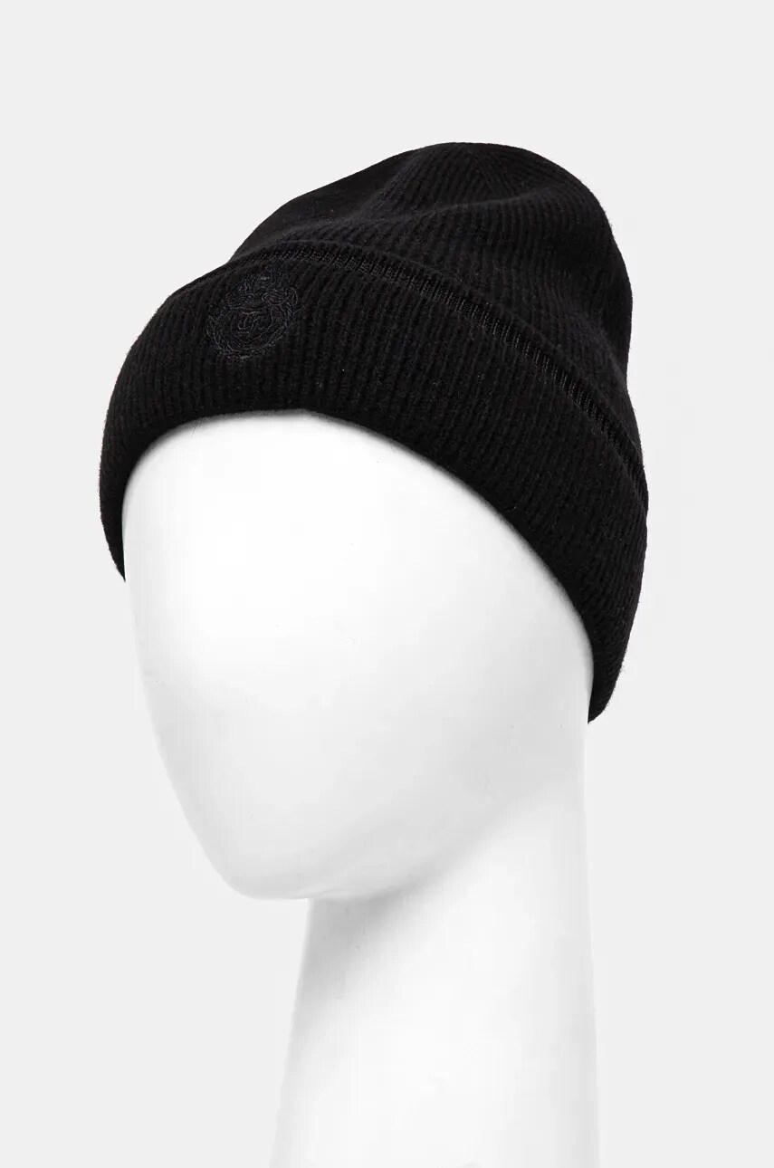 Кашемірова шапка The Kooples колір чорний з тонкого трикотажу вовна AMHA29006K