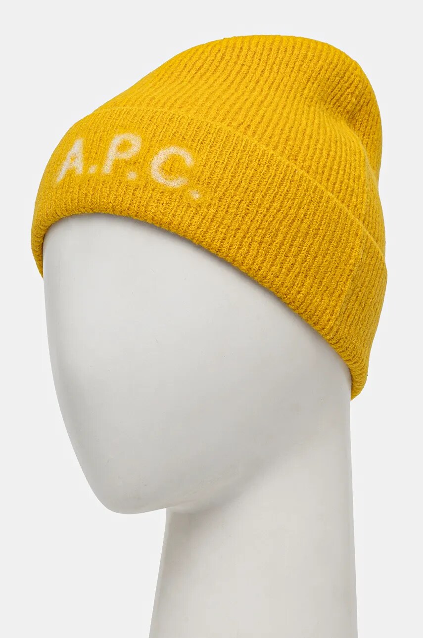 Вовняна шапка A.P.C. bonnet harry колір жовтий вовна WVBDK.M25085
