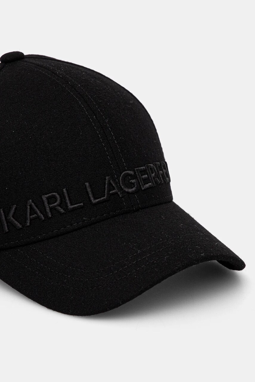 Вовняна кепка Karl Lagerfeld колір чорний з аплікацією 544121.805614