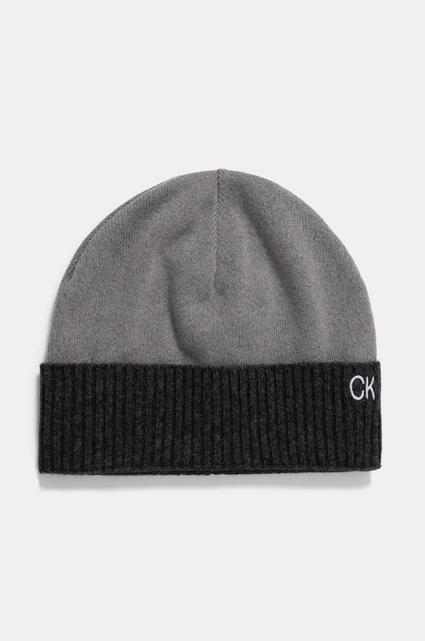 Шапка та шарф з домішкою вовни Calvin Klein колір сірий K50K512390