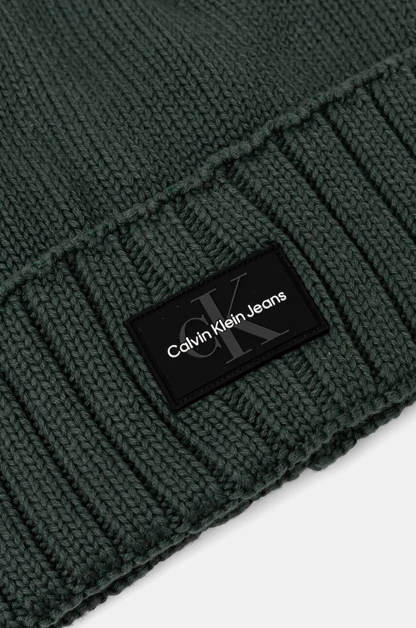 Бавовняна шапка Calvin Klein Jeans колір зелений з бавовни K50K512463