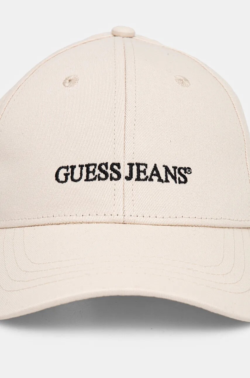 Бавовняна бейсболка Guess Jeans колір бежевий з аплікацією M4BZ26 WF8V1