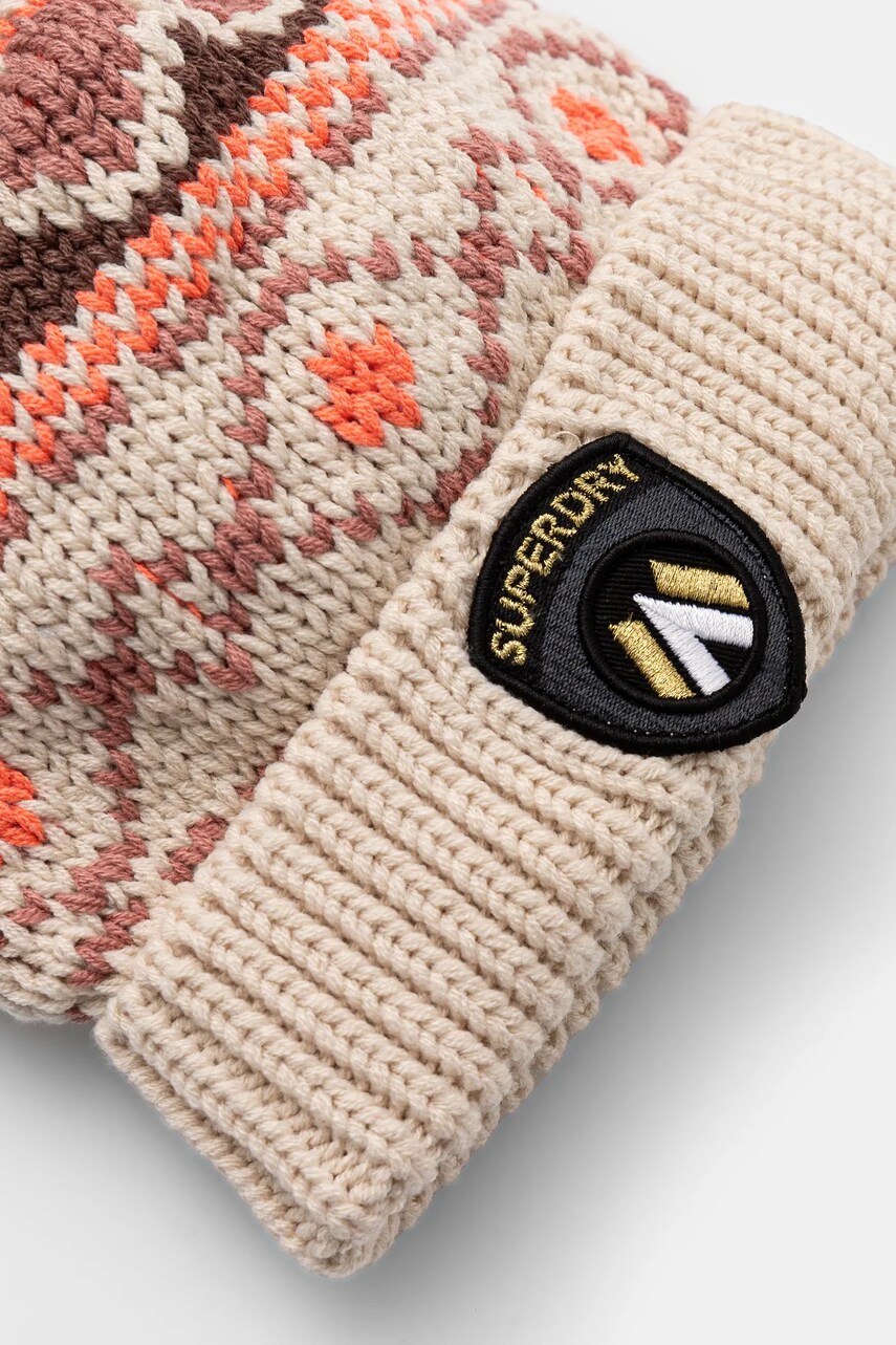 Шапка Superdry колір бежевий з товстого трикотажу Y9010190A-C1H