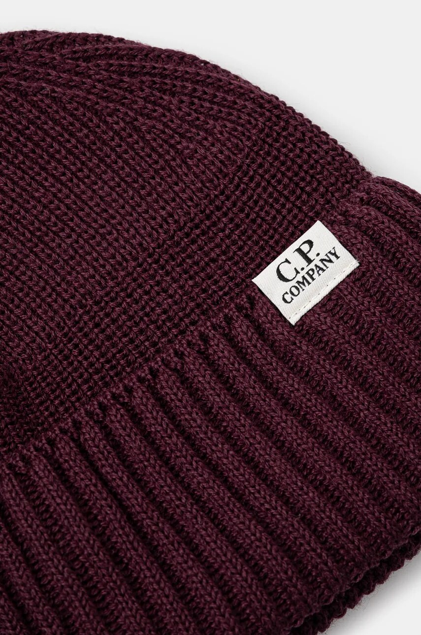 Шапка C.P. Company Knit Cap In Re-Wool колір фіолетовий однотонна 17CMAC293A006595A