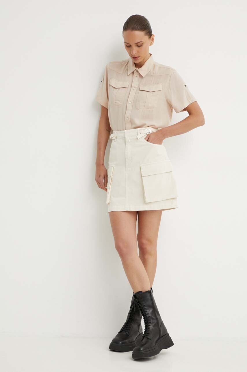 Сорочка G-Star Raw жіноча колір бежевий relaxed класичний комір D24592-D572