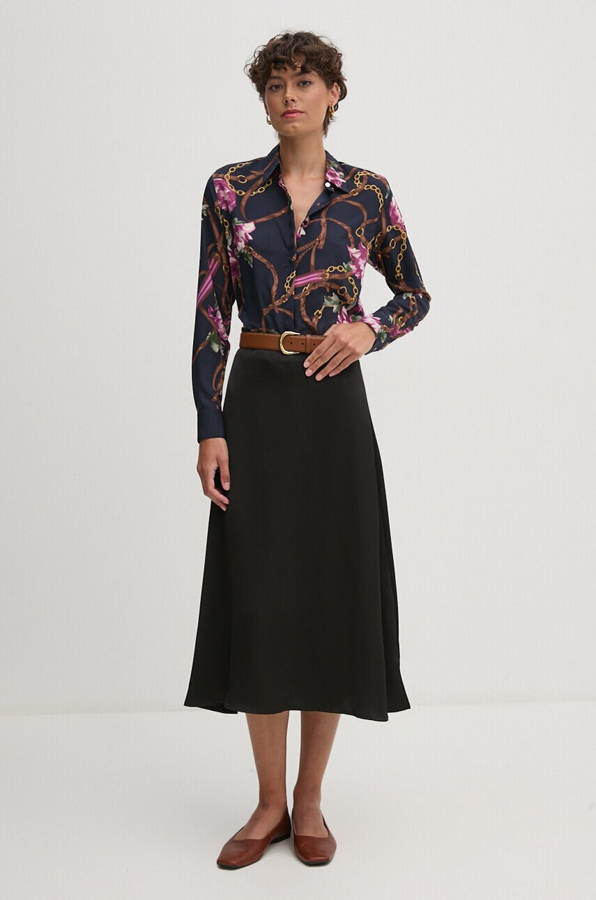 Сорочка Lauren Ralph Lauren жіноча колір синій regular класичний комір 200940189