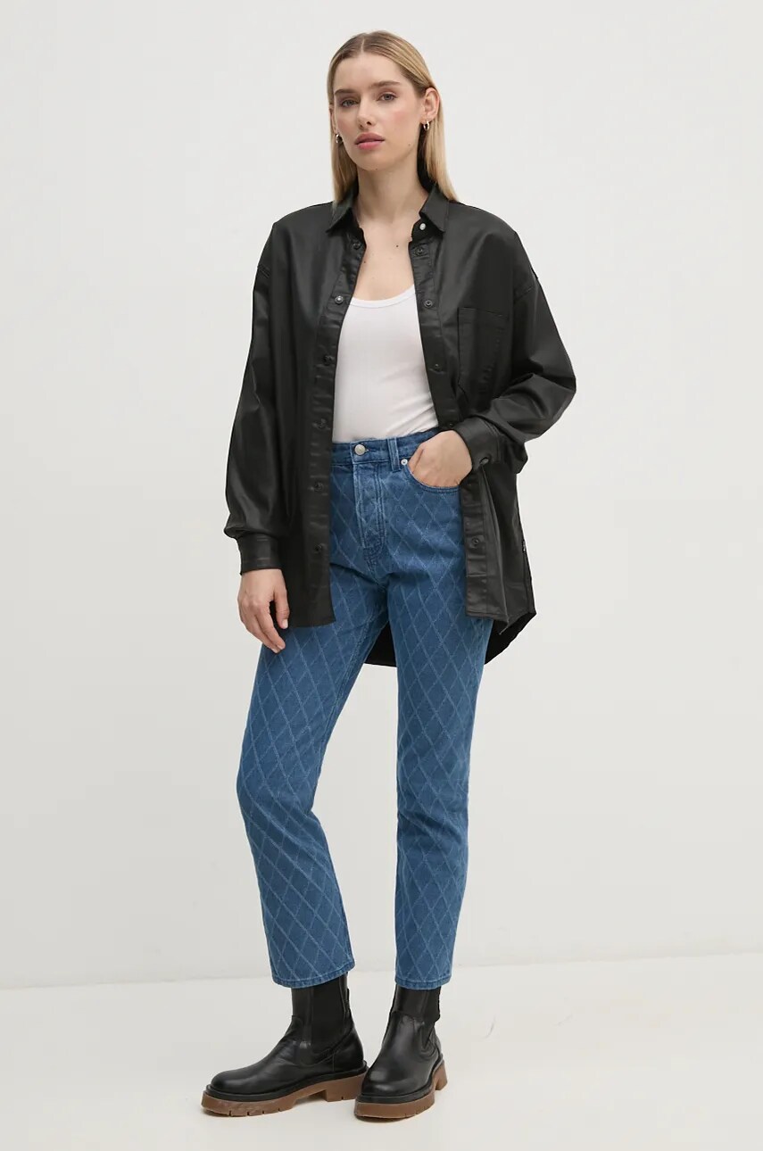 Сорочка Pepe Jeans OVERSHIRT жіноча колір чорний relaxed класичний комір PL304963XM5