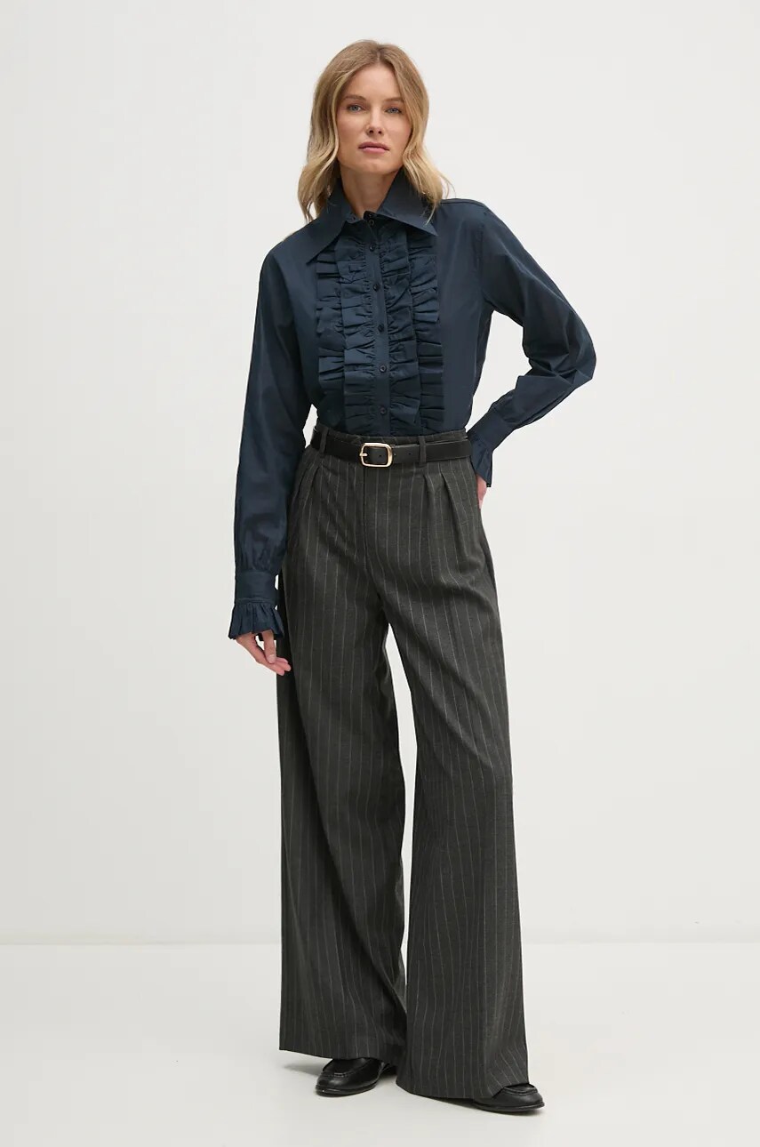 Бавовняна сорочка Barbour Barbour x Alexa Chung жіноча колір синій regular класичний комір LSH1657