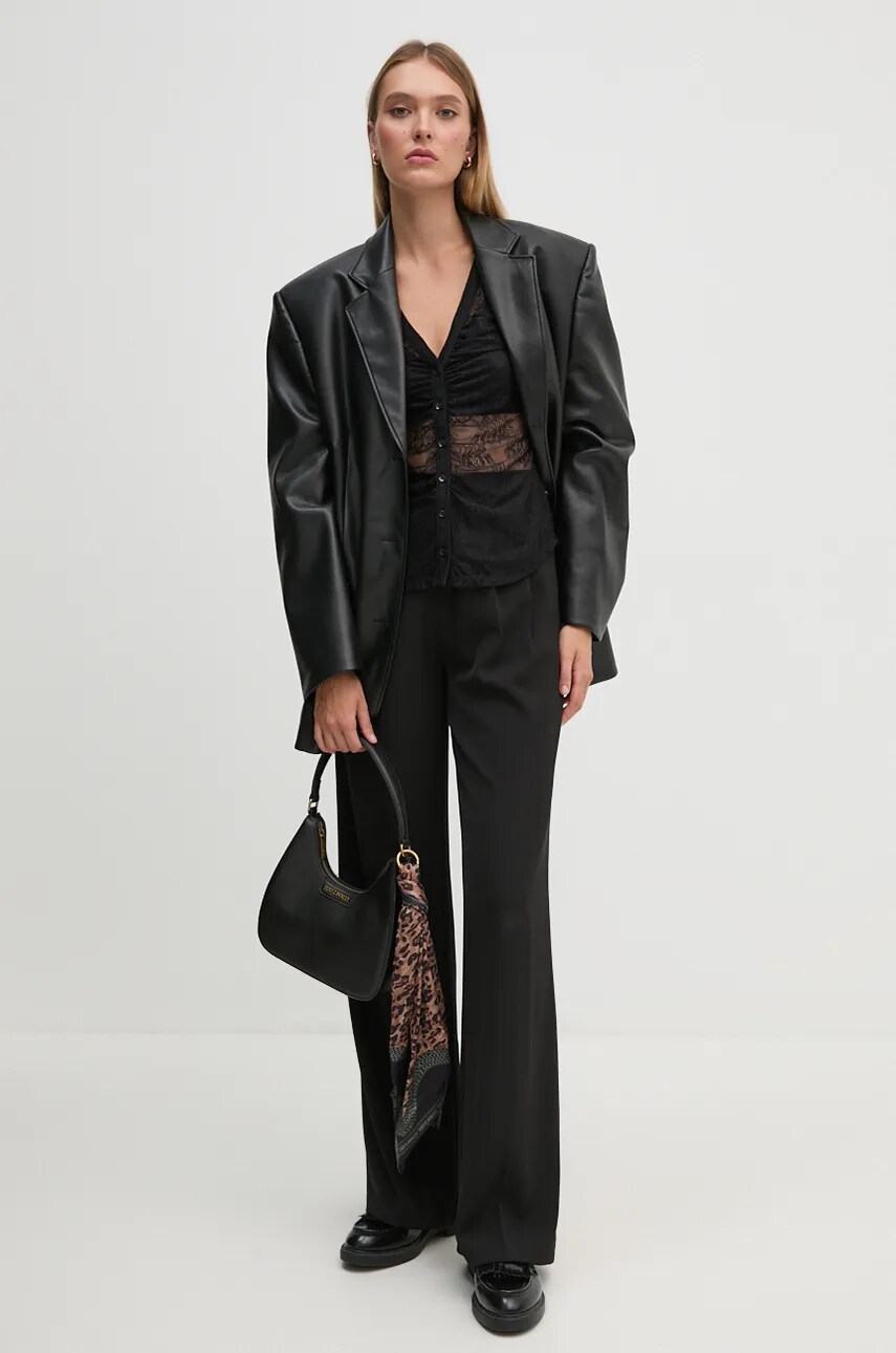 Сорочка Sisley жіноча колір чорний slim 59IWLQ07O