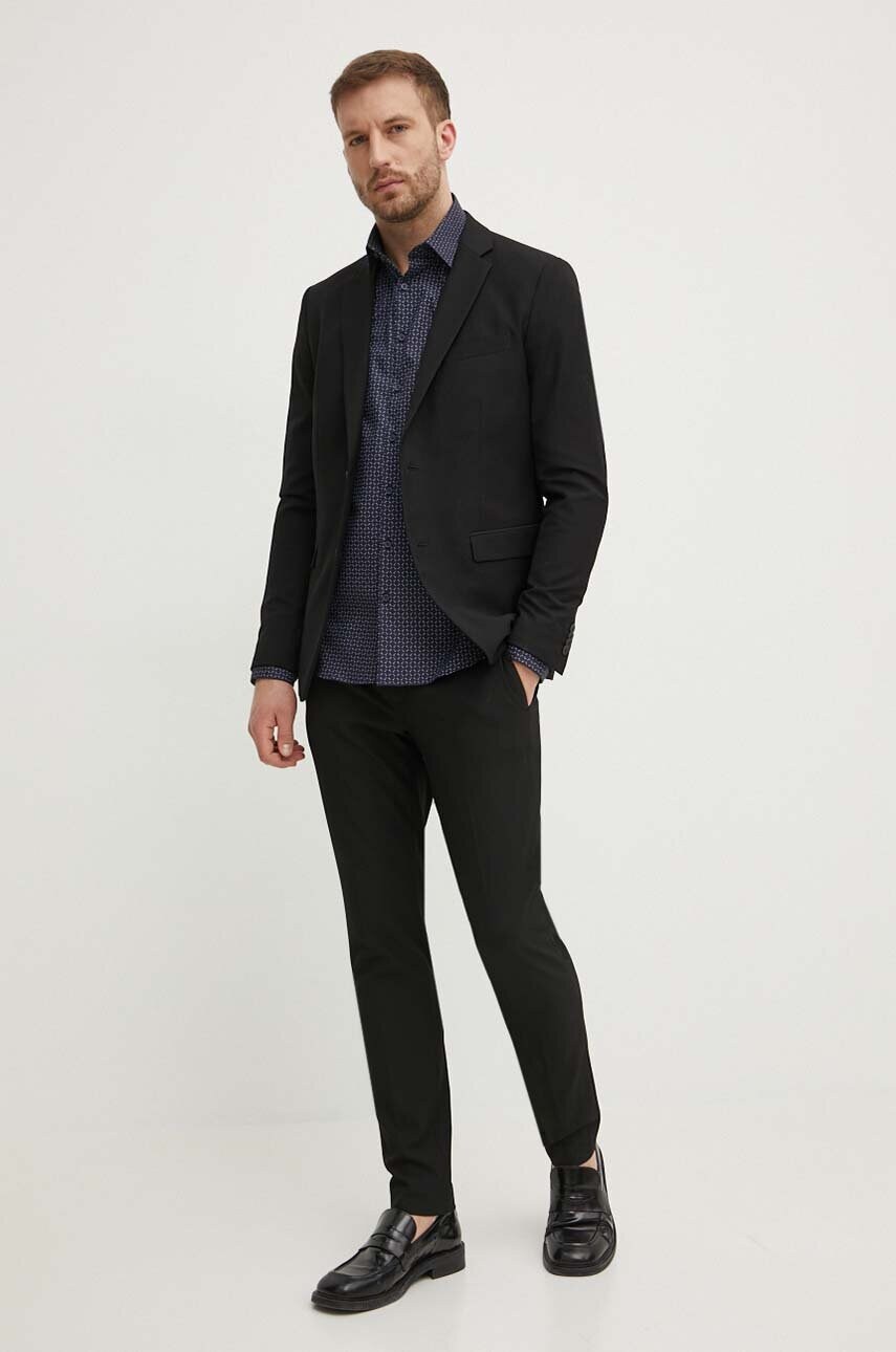 Сорочка Calvin Klein чоловіча колір синій slim з італійським коміром K10K113178