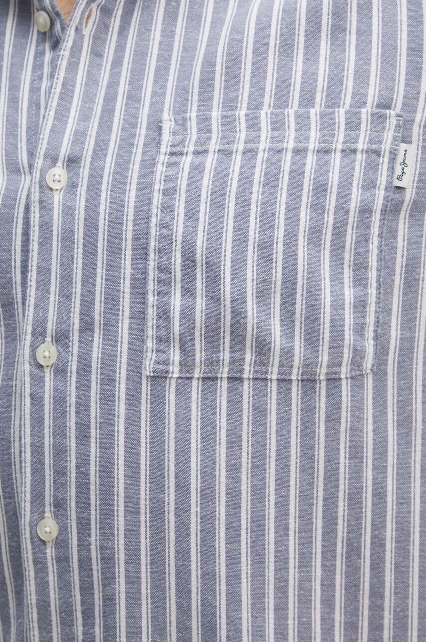 Сорочка з домішкою льону Pepe Jeans MOSEY колір синій regular класичний комір PM308568