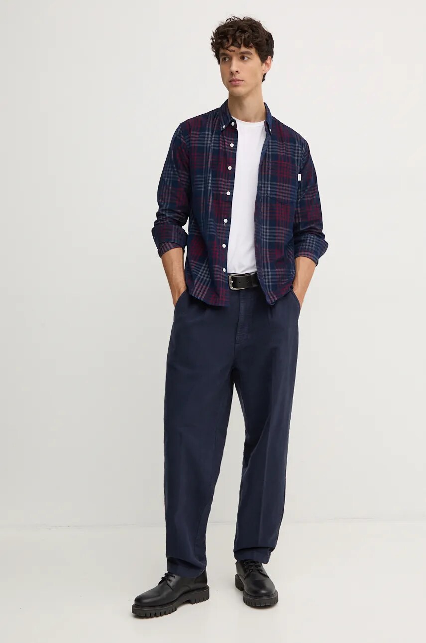 Бавовняна сорочка Pepe Jeans MARCUS чоловіча колір синій regular комір button-down PM308726