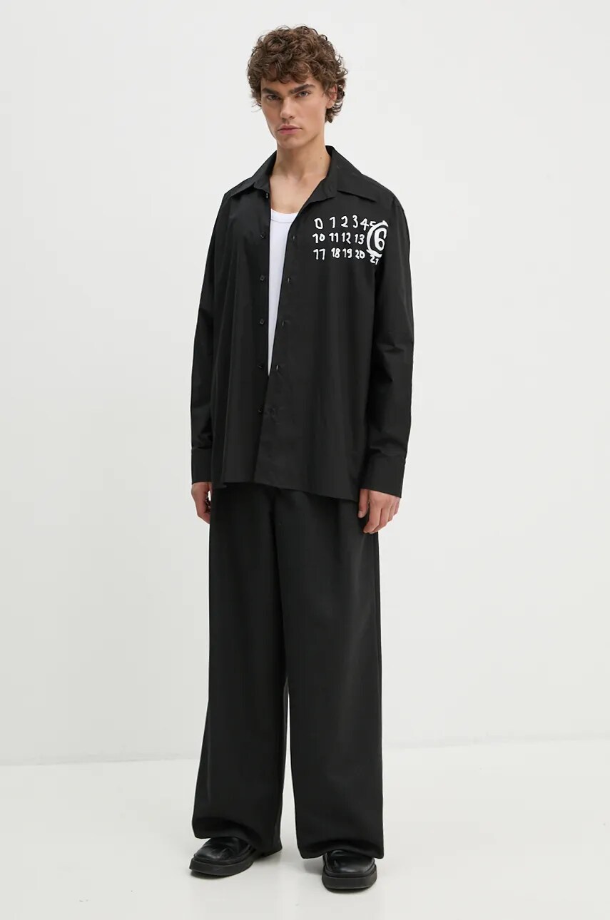 Бавовняна сорочка MM6 Maison Margiela чоловіча колір чорний relaxed класичний комір SH2DT0010.S47294