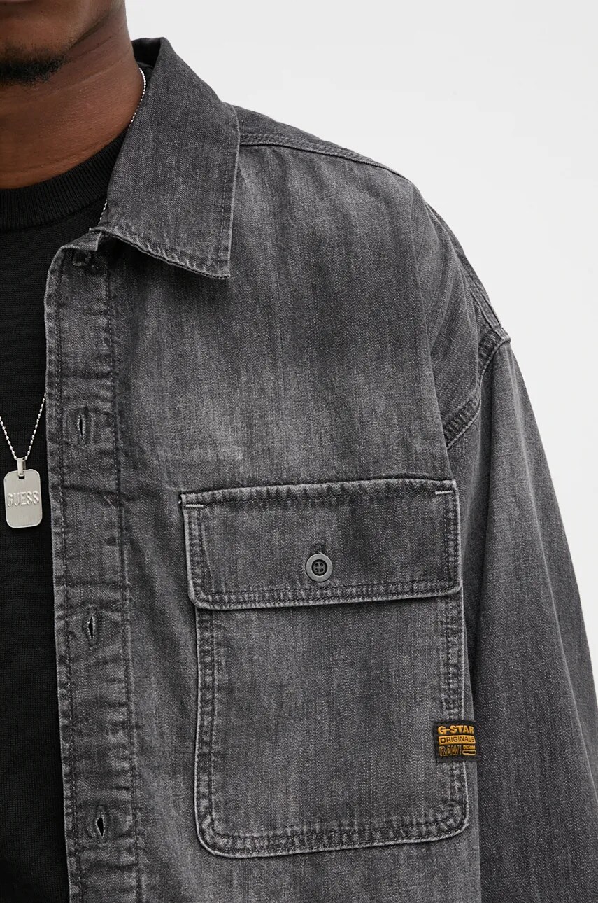 Джинсова сорочка G-Star Raw чоловіча колір сірий relaxed класичний комір D25517-D540