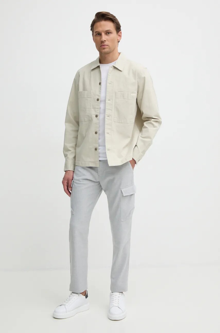 Сорочка Calvin Klein Jeans чоловіча колір бежевий relaxed класичний комір J30J326186