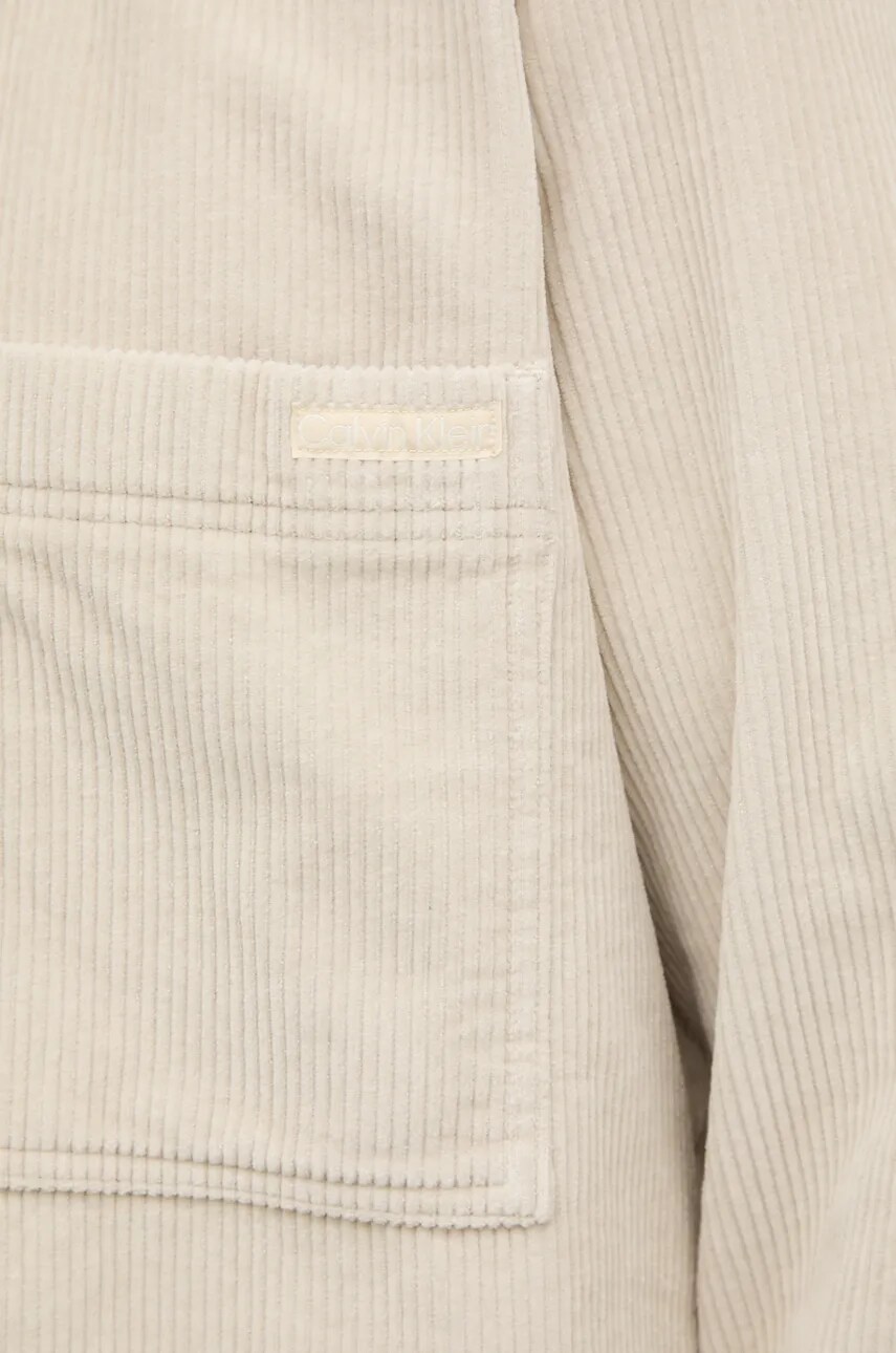 Вельветова сорочка Calvin Klein Jeans колір бежевий regular класичний комір J30J326678
