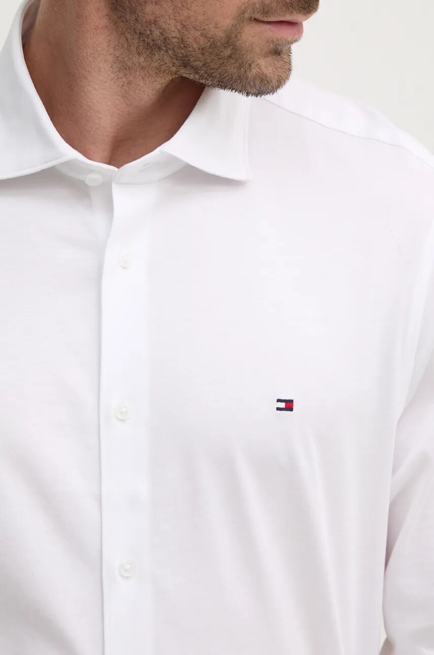Бавовняна сорочка Tommy Hilfiger чоловіча колір білий slim класичний комір MW0MW36908