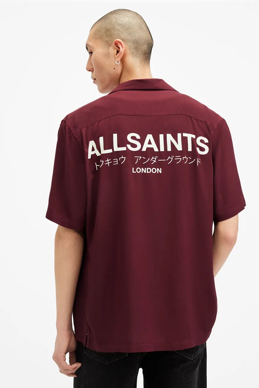 Сорочка AllSaints UNDERGROUND чоловіча колір червоний relaxed класичний комір M158SB
