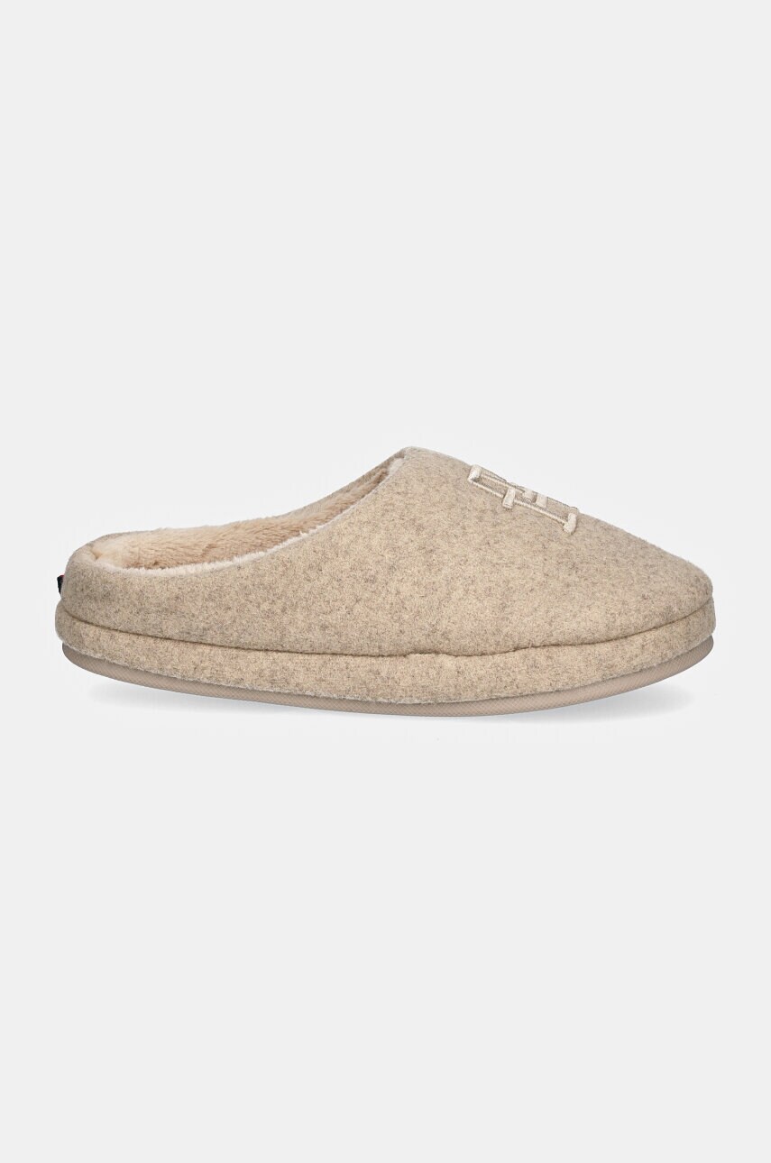 Тапочки Tommy Hilfiger TH EMBROIDERED BASICS SLIPPER колір бежевий FW0FW08135