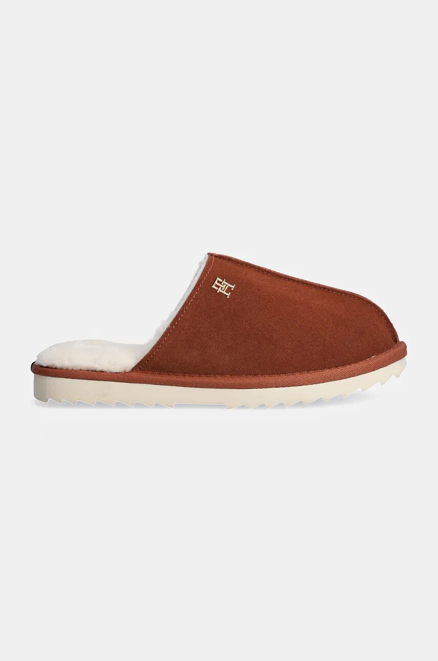 Тапочки Tommy Hilfiger TH ELEVATED COMFORT HOME SLIPPER колір коричневий FW0FW08396