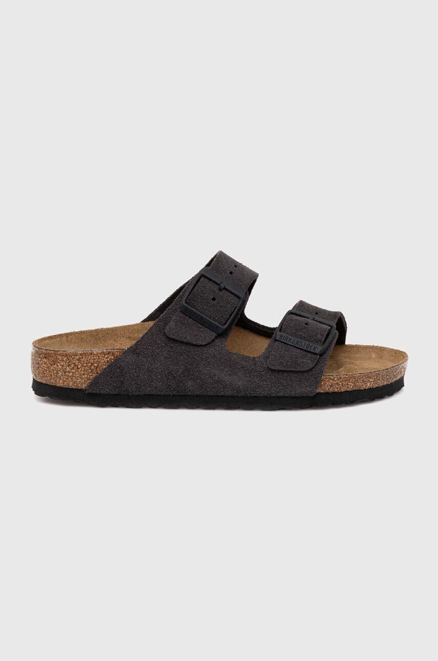 Замшеві шльопанці Birkenstock Arizona жіночі колір сірий 1028592