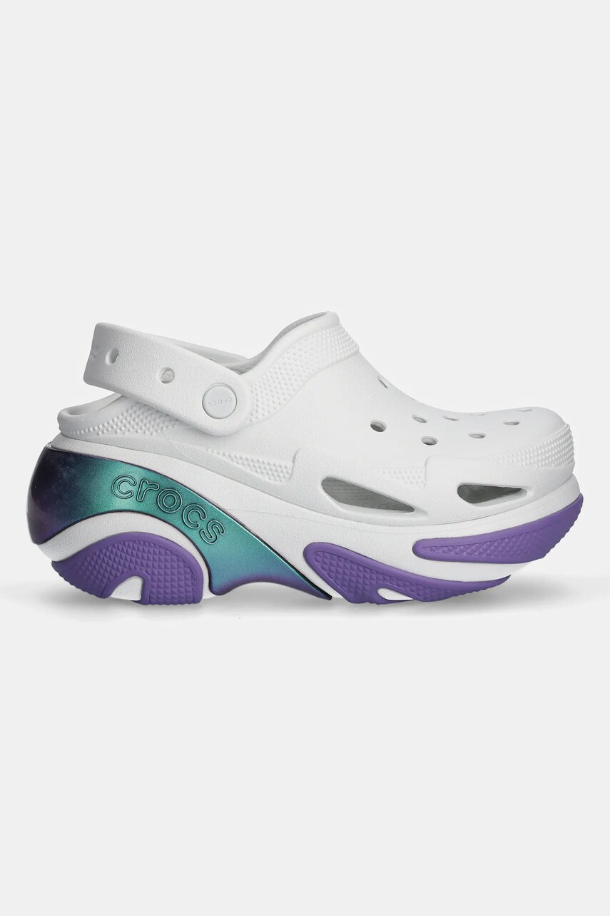 Шльопанці Crocs Bubble Crush Reflector Clog жіночі колір білий на платформі 210743