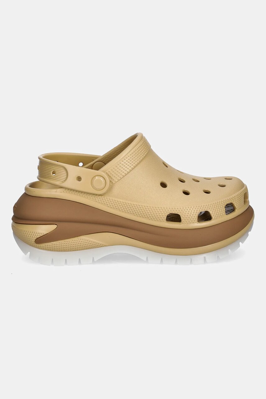 Шльопанці Crocs Mega Crush Matte Clog жіночі колір бежевий на платформі 210749