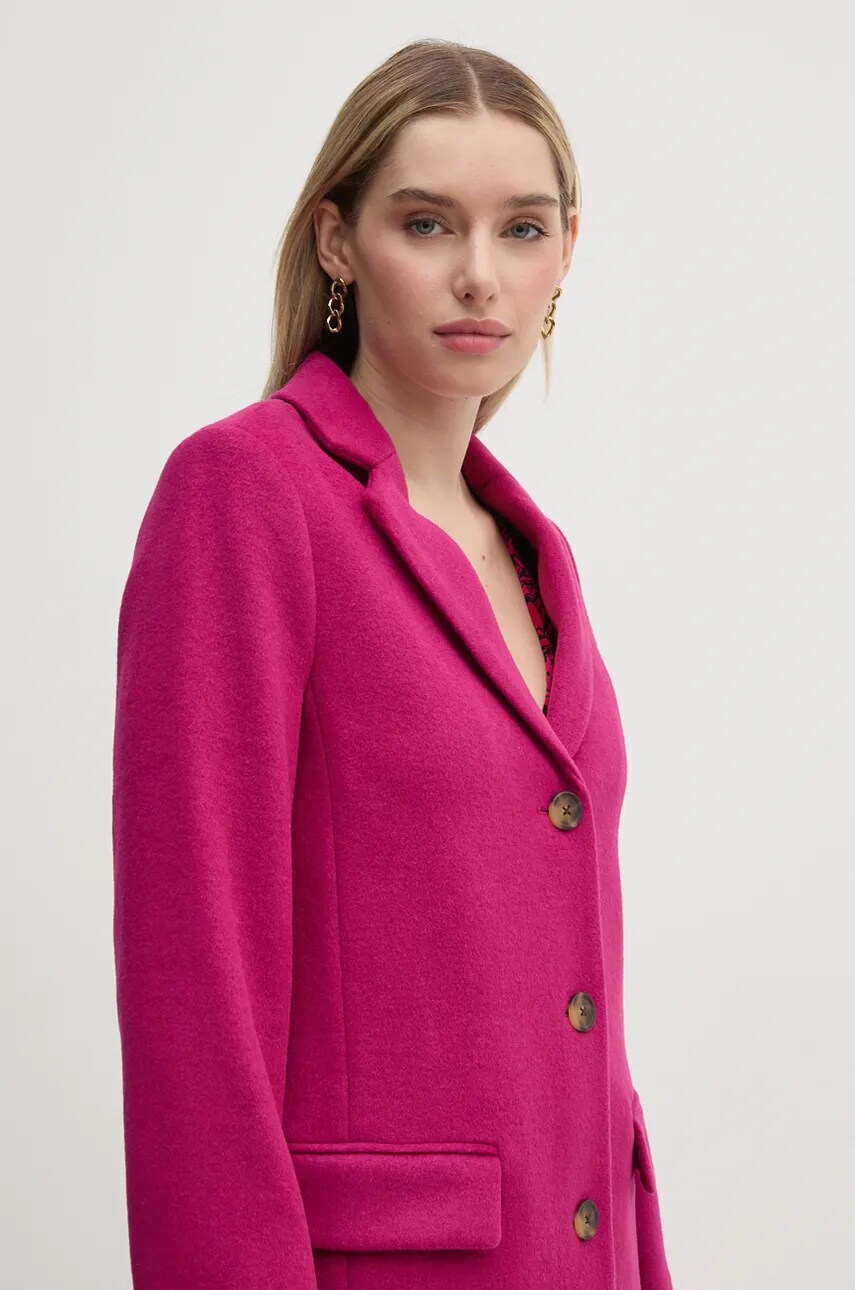 Вовняне пальто United Colors of Benetton колір рожевий перехідне 2U62DN062