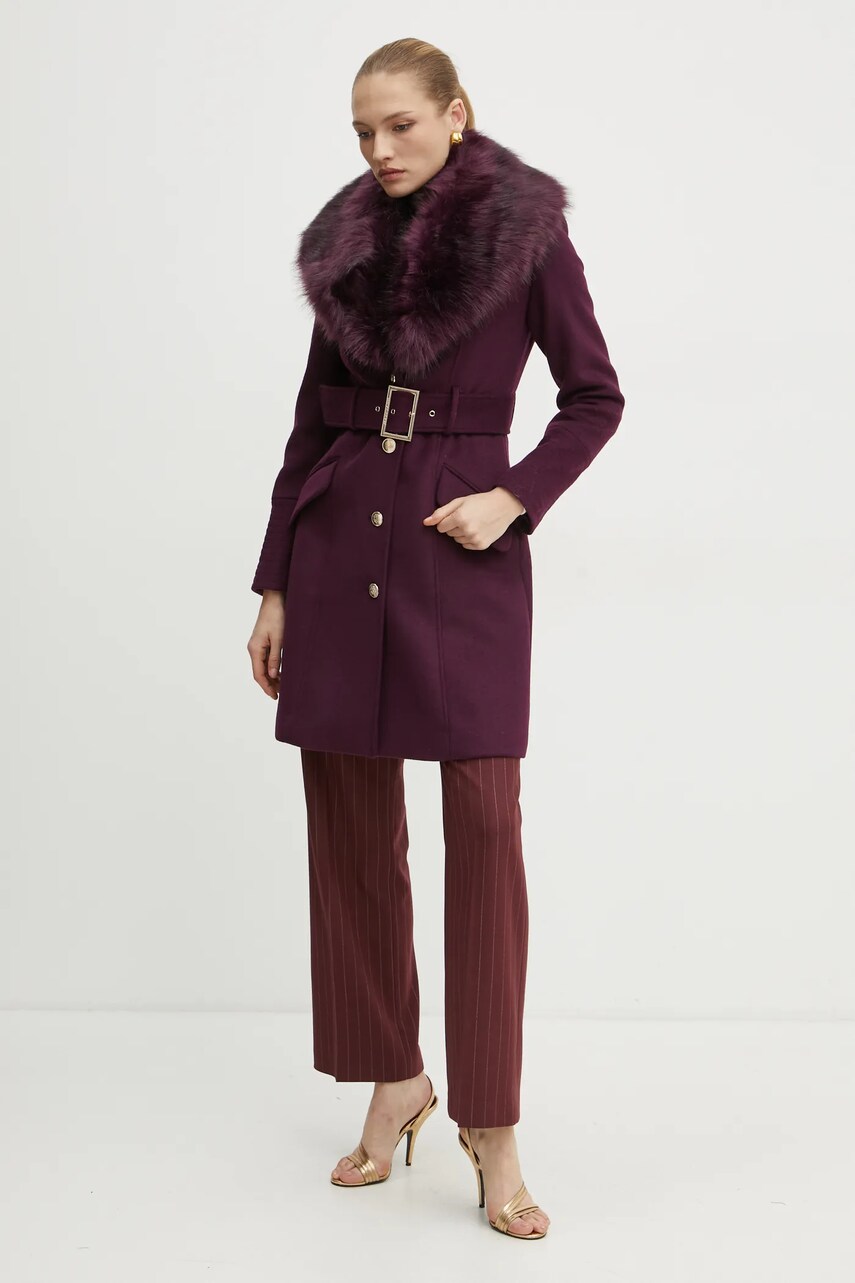 Вовняне пальто Marciano Guess LORETA колір фіолетовий перехідне 4BGL04 1799Z