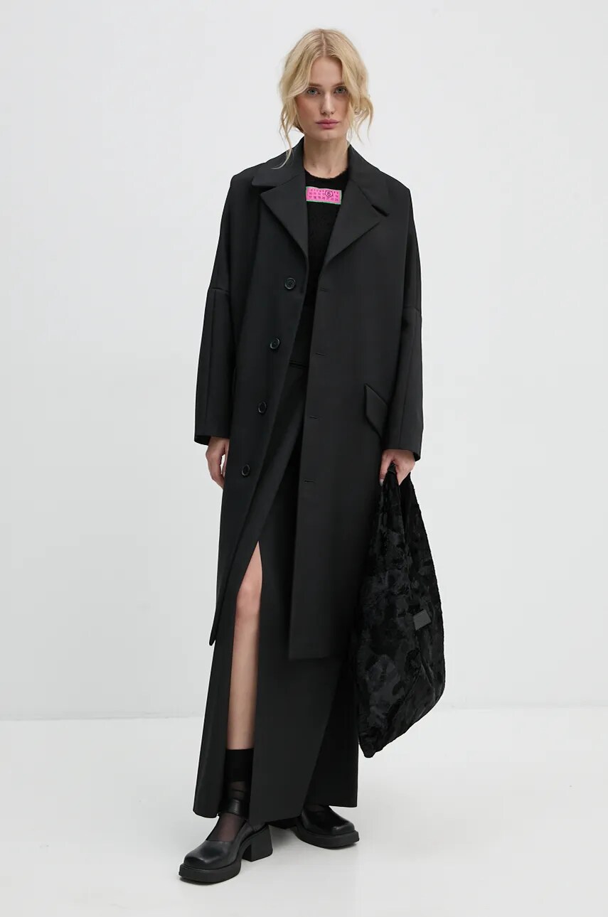Пальто MM6 Maison Margiela жіноче колір чорний перехідне oversize S62AA0087.M35222