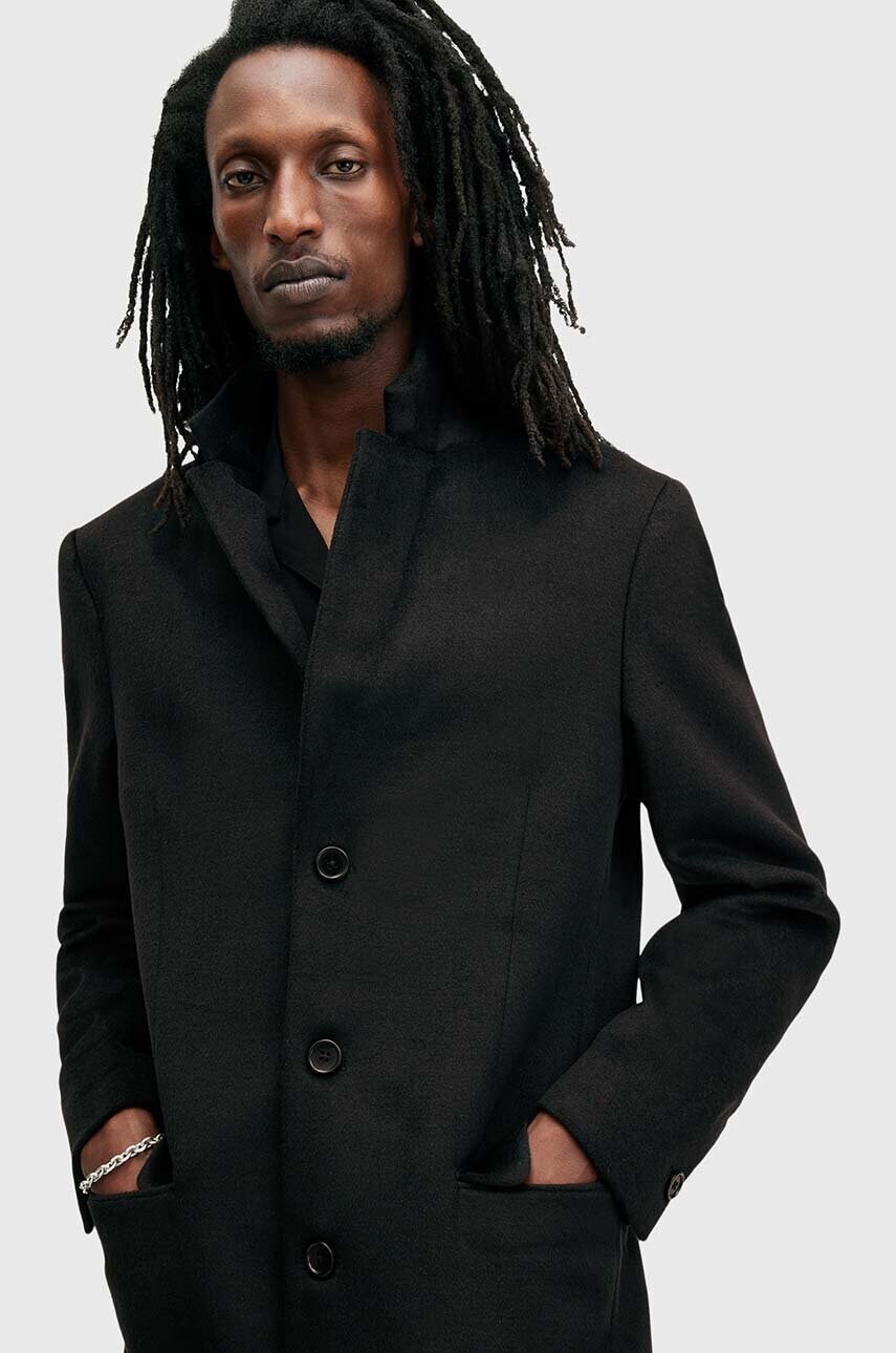 Пальто з домішкою вовни AllSaints HAL COAT колір чорний перехідне M005OZ