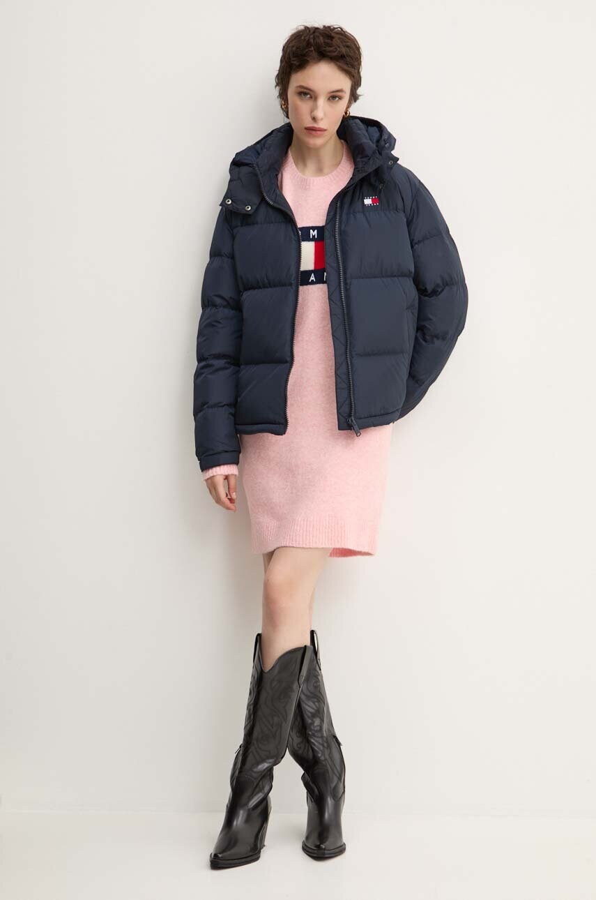 Пухова куртка Tommy Jeans жіноча колір синій зимова oversize DW0DW18610