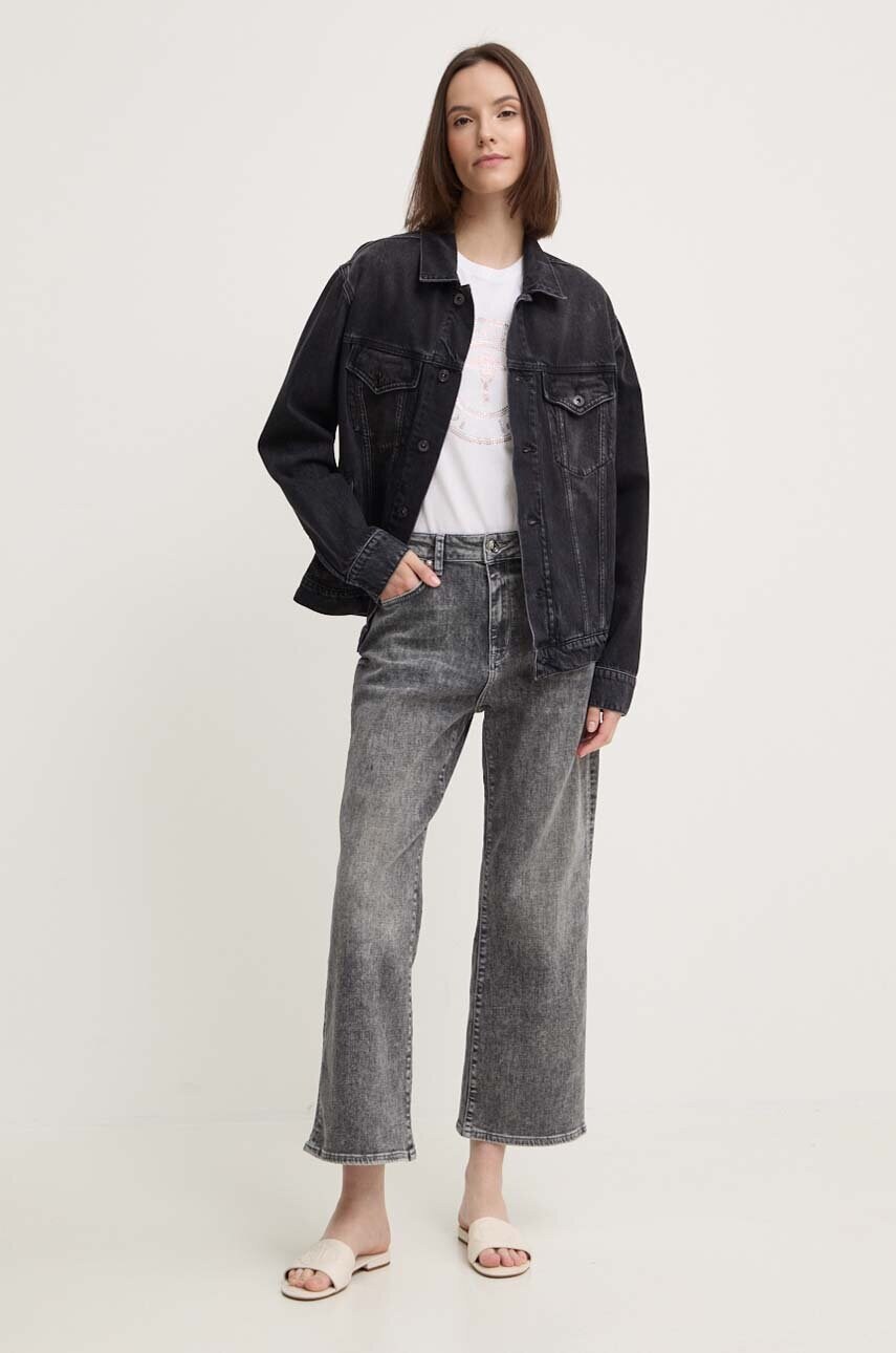Джинсова куртка Pepe Jeans BOYFRIEND JACKET жіноча колір чорний перехідна oversize PL402390XH7
