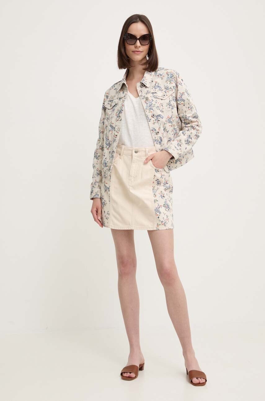 Джинсова куртка Pepe Jeans REGULAR JACKET PAISLEY жіноча колір бежевий перехідна PL402409