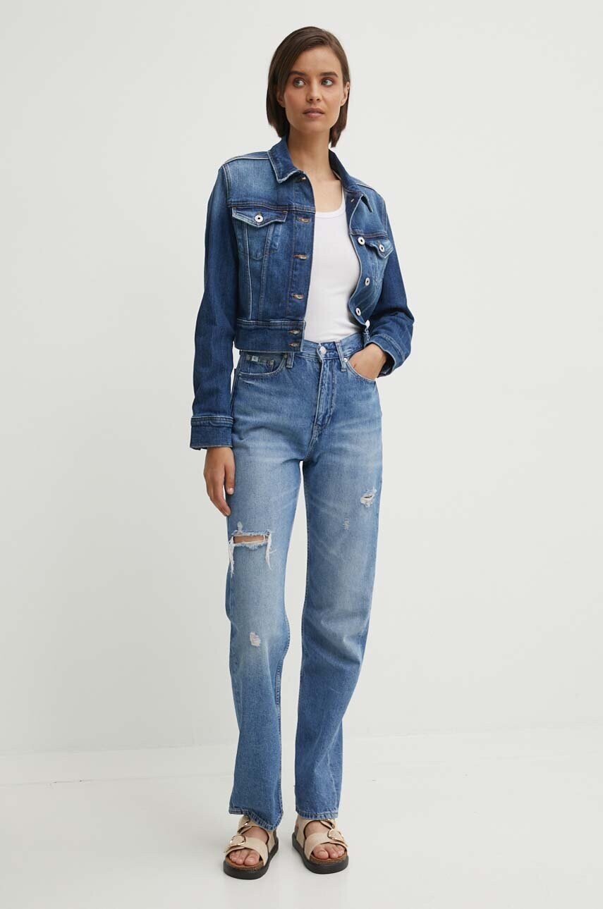Джинсова куртка Pepe Jeans CROPPED JACKET жіноча колір синій перехідна PL402431HV3
