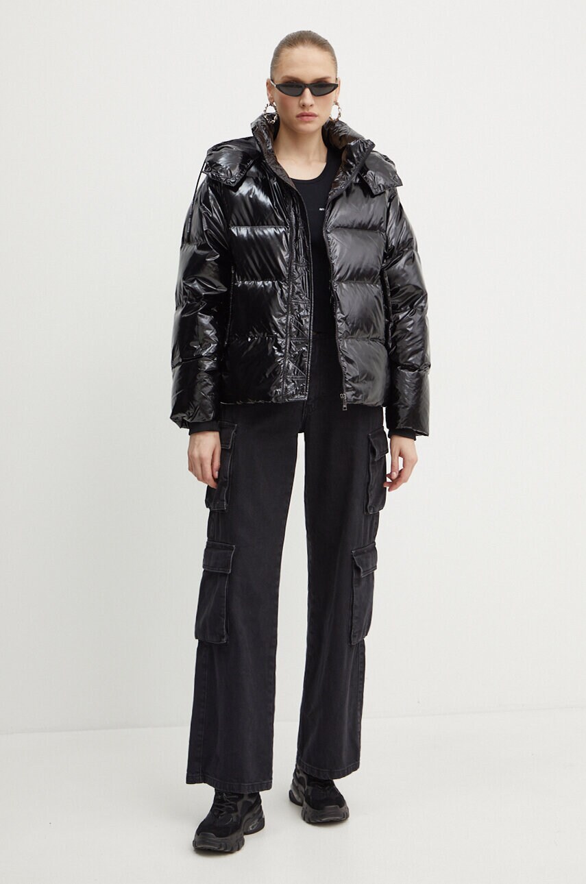 Пухова куртка Karl Lagerfeld жіноча колір чорний зимова 245W1503