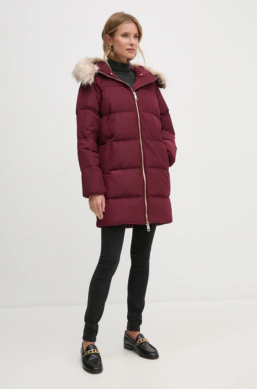 Пухова куртка Tommy Hilfiger жіноча колір бордовий зимова WW0WW42743