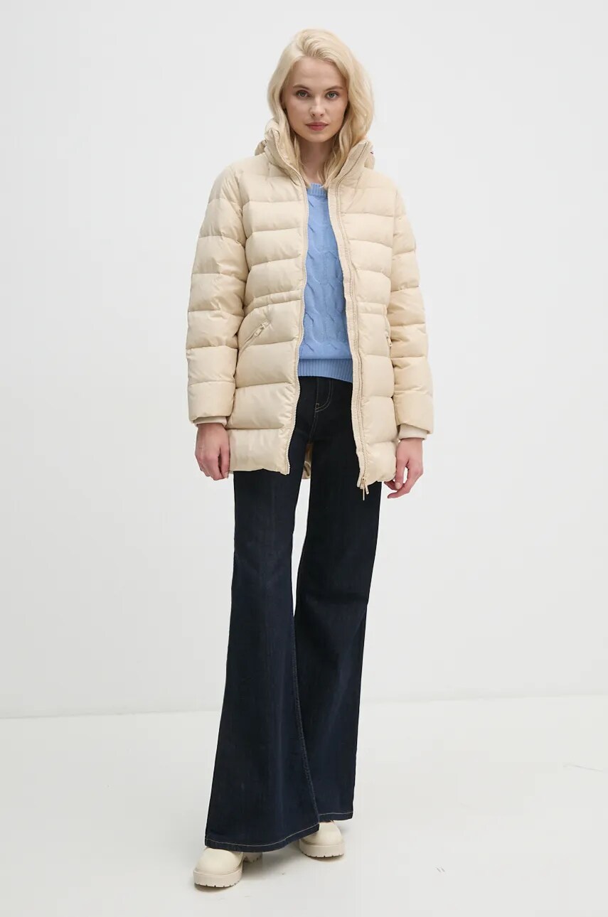 Пухова куртка Tommy Hilfiger жіноча колір бежевий зимова WW0WW43119