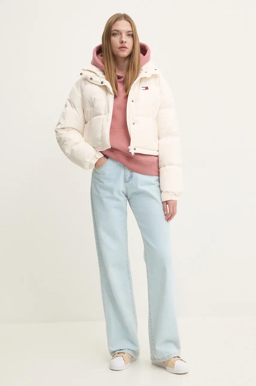Пухова куртка Tommy Jeans жіноча колір бежевий зимова oversize DW0DW18820