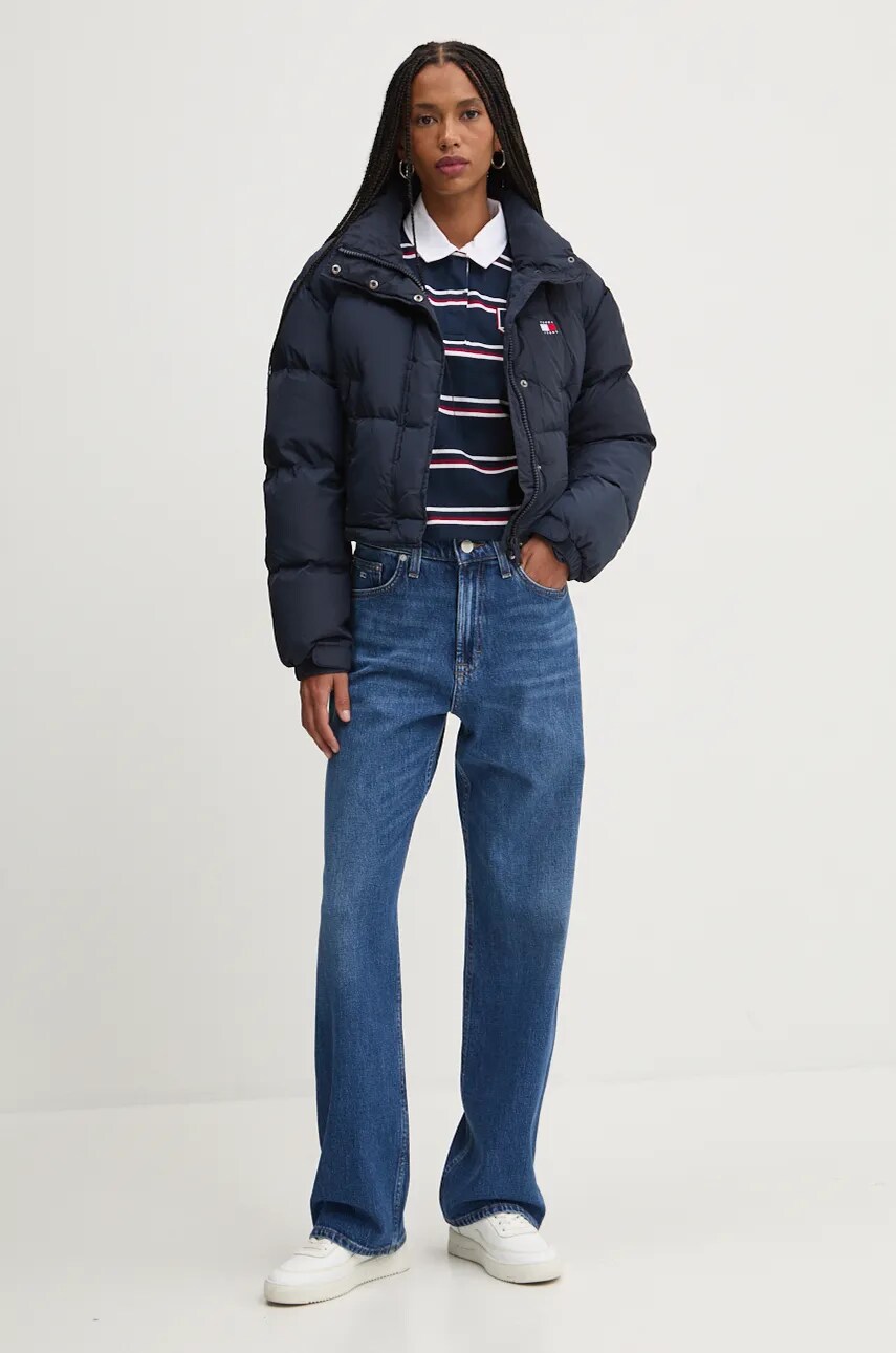 Пухова куртка Tommy Jeans жіноча колір синій зимова oversize DW0DW18820