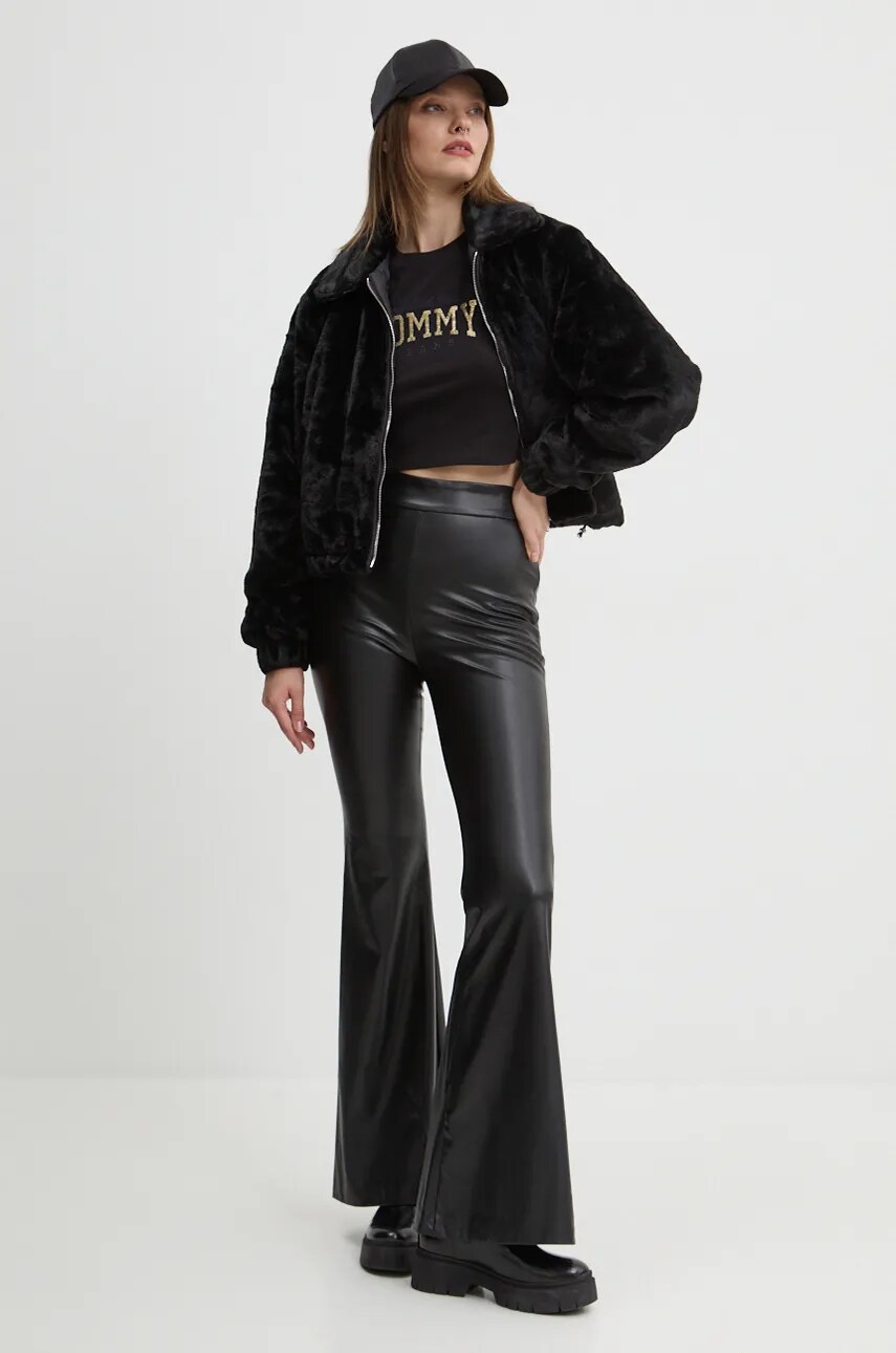 Куртка Tommy Jeans жіноча колір чорний перехідна oversize DW0DW19523