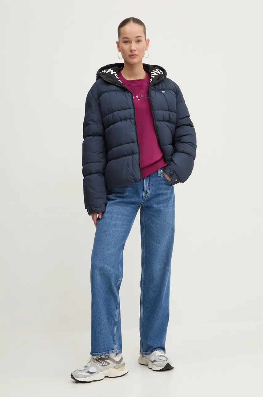 Куртка Tommy Jeans жіноча колір синій зимова DW0DW20389