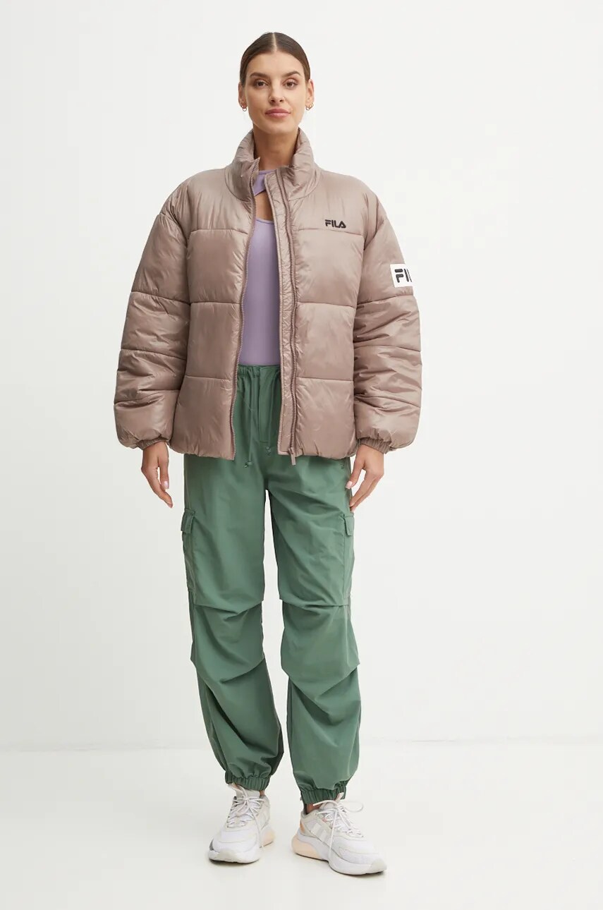 Куртка Fila Lepe жіноча колір коричневий зимова oversize FAW0904