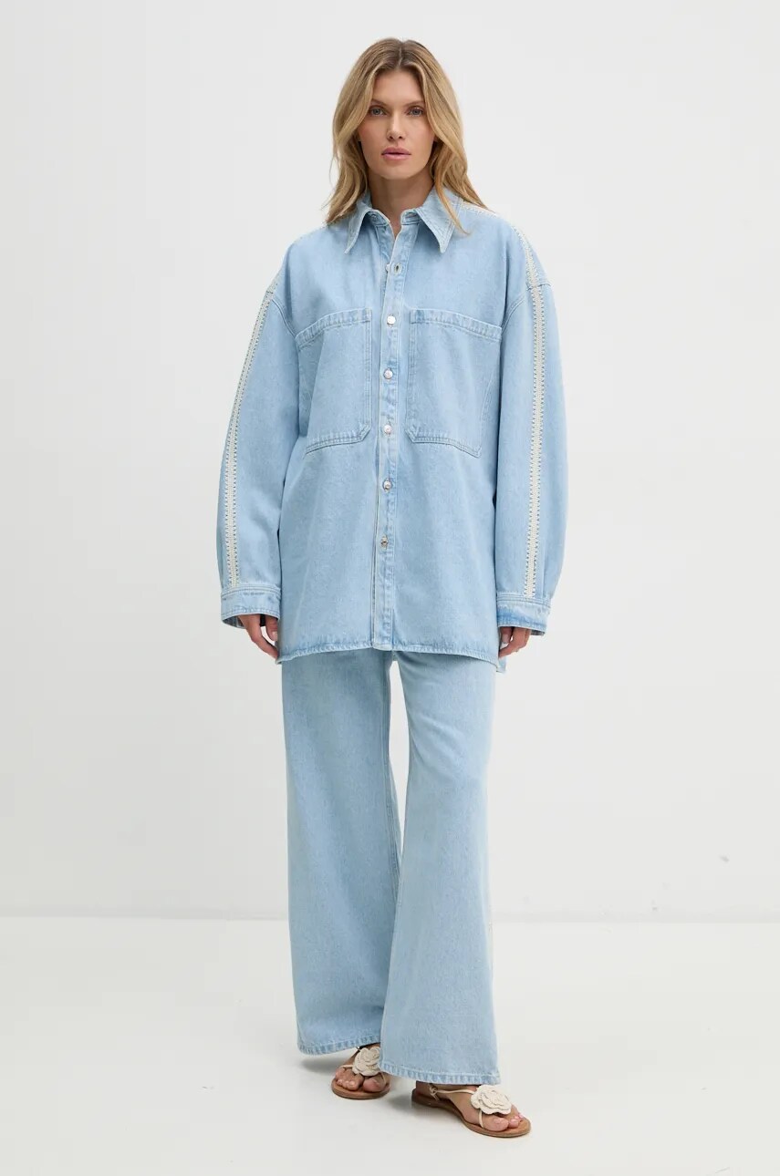 Джинсова куртка Nanushka BEAUX жіноча перехідна oversize NU24PFJK00352