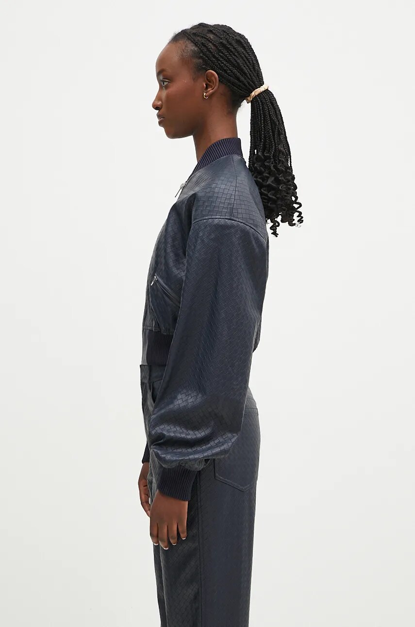Куртка-бомбер Rotate Cropped Braided жіноча колір синій перехідна oversize 1128572318