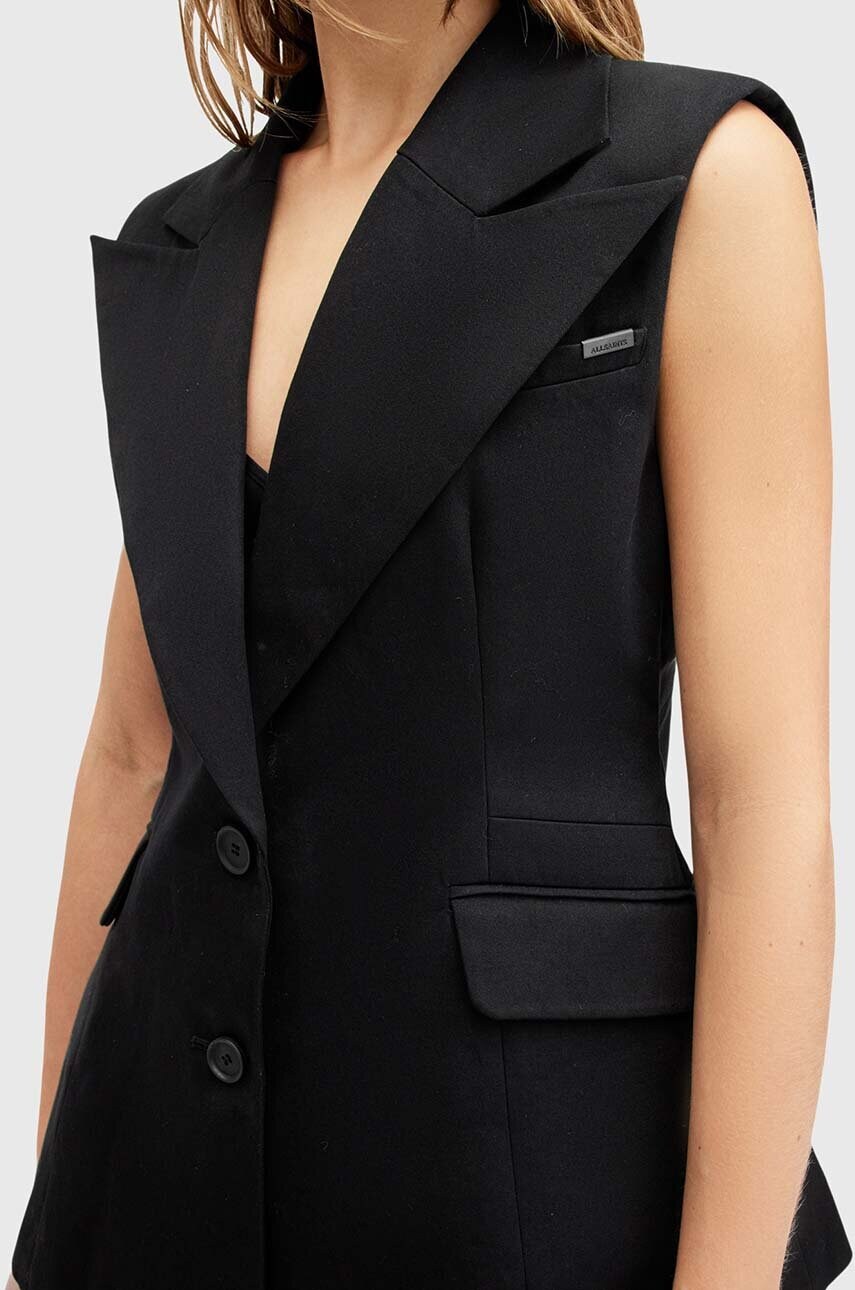 Бавовняна жилетка AllSaints HALLY BLAZER колір чорний однобортний W009QA